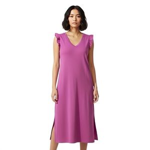 NWT Lilla P Vibrant Orchid Sleeveless Ruffle Midi Dress